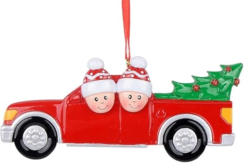 Miniatura 39 de Red Family - Adorno de camioneta – Familia de 3 comprando un árbol de Navidad – Adorno de Navidad personalizado para familia de 3 – Adorno familiar