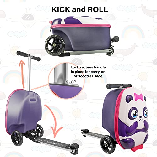 Kiddietotes 3-D Hardshell Ride On Suitcase Scooter For Kids - Cute Lightweight Kids Luggage With Wheels - Fun Led Lights #TOP3