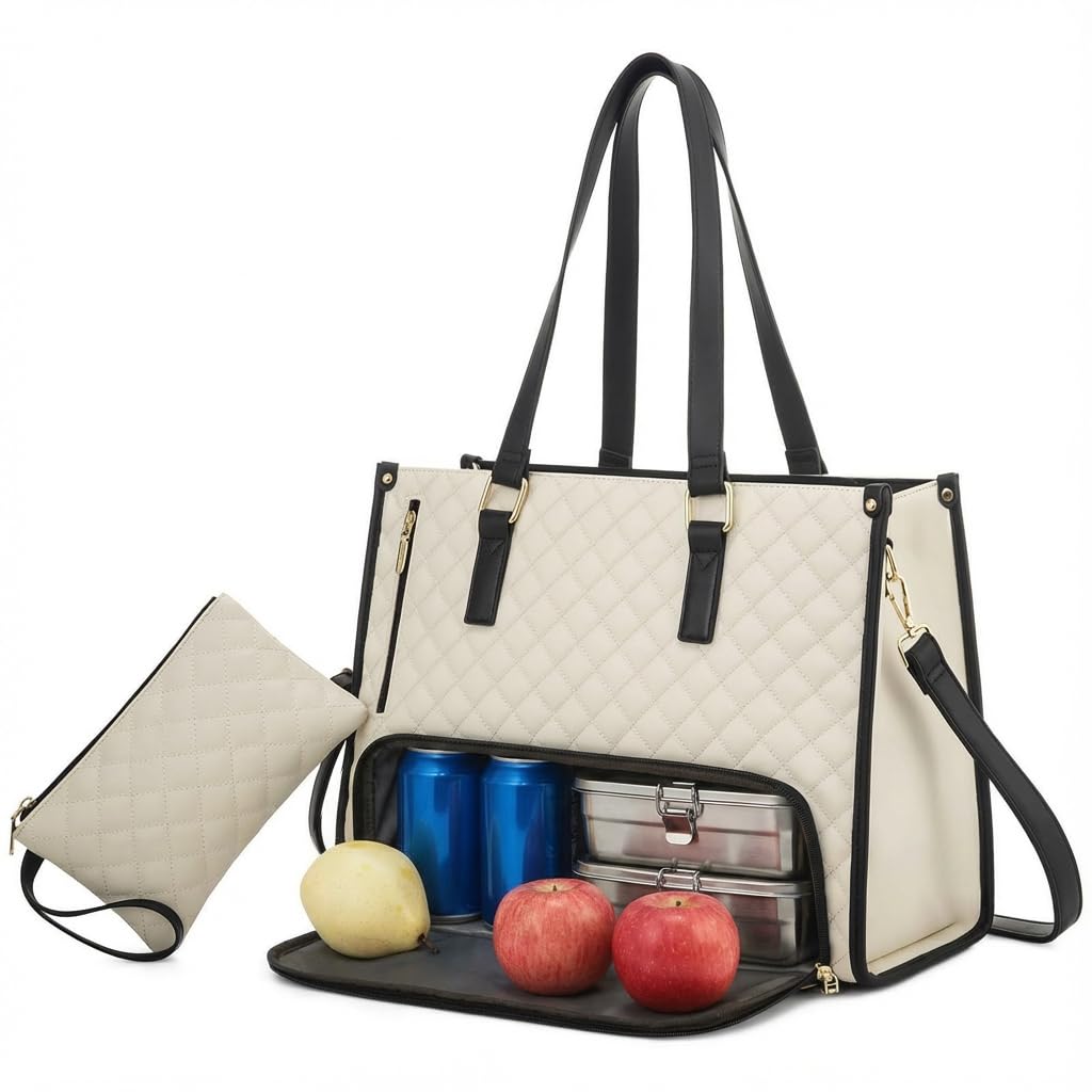 LIAMERHE Borsa Termica Porta Pranzo Borso Frigo Portatile Ufficio Viaggio Picnic 15,6 Pollici Laptop Bag con Scomparto Isolato 2 in 1 Borsa Combinazione