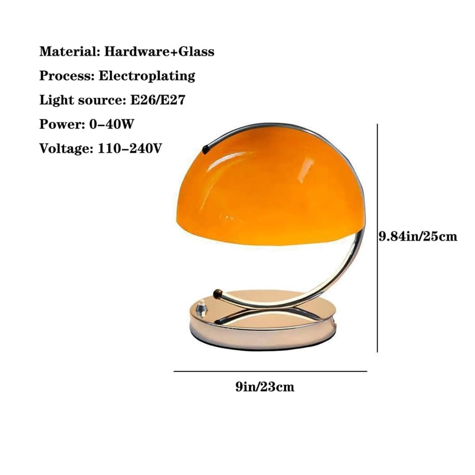 lampara mesa Lámpara de mesita de noche retro con forma de hongo, lámpara de escritorio clásica moderna de cristal de mediados de siglo, for sala de estar