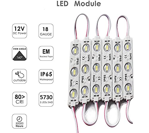 Image of LED Module LED Windows Lights 6000K 200pcs 100Ft 5730 SMD 150LM Per LED Module IP65 Waterproof for Letter Sign Advertising Signs with Tape Adhesive Backside (White Light,NO Power Supply)