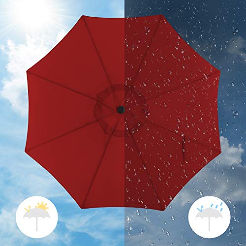 SONGMICS Patio Umbrella, 7.5 ft Outdoor Table Umbrella, 8 Ribs, UPF 50+, Tilt and Crank, Base Not Included, for Deck, Patio,Garden, Pool,Red UGPU075R01 image 7