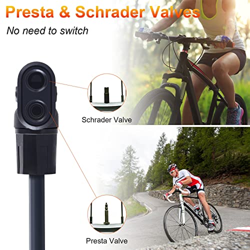 Bike Pump, Diyife Floor Bicycle Tire Pump Bicycle Ergonomic Bike Floor Pump With Gauge 160 Psi High Pressure With Presta And Schrader Valve For Road Bike,Ball,Air Cushion #TOP1