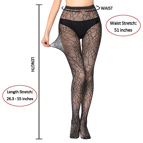 Littleforbig High Waist Fishnet Mesh Net Stockings Jacquard Pantyhose 6