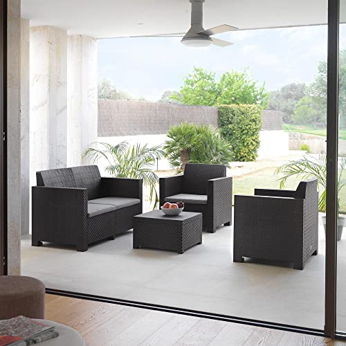 SP Berner - Set de Muebles de Jardín y Terraza EVO Confort Color Grafito- Sofá 2 Plazas, 2 Sillones y Mesa de Centro - Fabricado en España con Plástico Reciclado - Image 14
