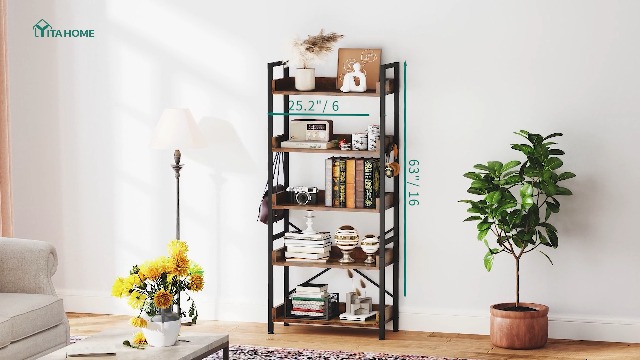 Scaffale Industriale YITAHOME - 13 Ripiani In Legno E Metallo | Libreria Per Casa/Ufficio - Foto 8