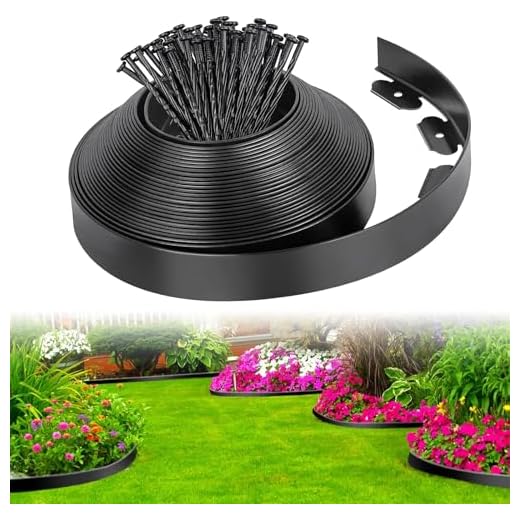 LATERN Flexible Lawn Edging Border, 5M x 5CM Plastic Garden Edging No Dig Grass Lawn Edging Fence with 15Pcs Strong Securing Pegs for Garden Border, Flower Bed, Yard Pathway and DIY Landscaping