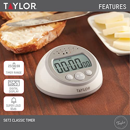 Taylor Precision Products Digital Timer Counts Up and Down for School, Learning, Projects, and Kitchen Tasks, Super Loud Digital Timer, Gray - Image 2