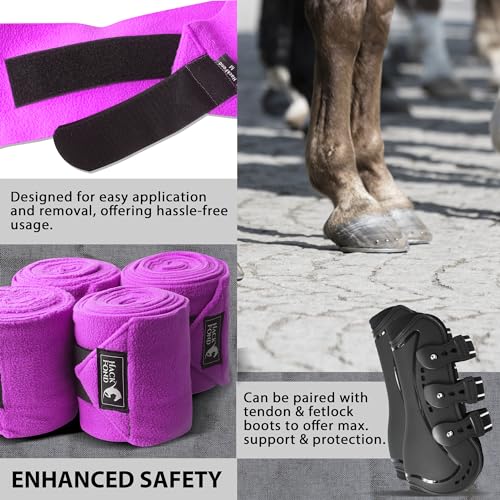 image for HackFond Horse Polo Leg Wraps, 10' Long Fleece Polo Wraps for Horses S