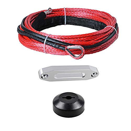 50ft 3/16 inch Synthetic Winch Rope with Matching Rubber Stopper Hawse Fairlead For Recovery Car ATV UTV Ramsey KFI