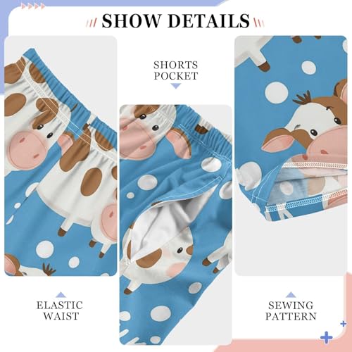 Cute Cartoon Cow Milk Boys Pants Girl Sleep Pants Long Trousers Elastic Waist Lounge Bottoms S4