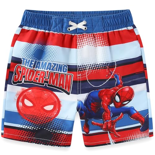 Marvel Spider-Man Boys UPF 50+ Swim Trunks Bathing Suit Shorts for Toddler and Big Kids Red/Blue