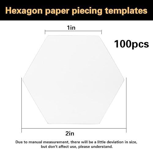 Miniatura 2 de 100 plantillas de papel hexagonales para piezas de papel, plantillas de acolchado para uso en proyectos de acolchado, costura y manualidades (1