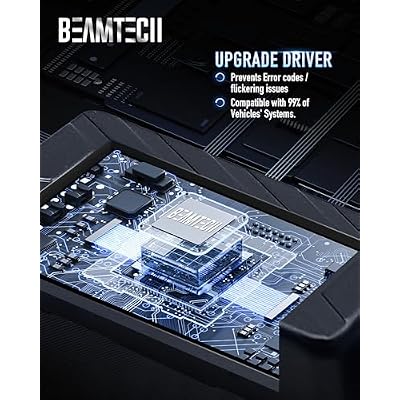 BEAMTECH H13/9008 Bulbs, 900% Brighter Canbus Ready 6500K White Light or Fog Light, 2 Bulbs.