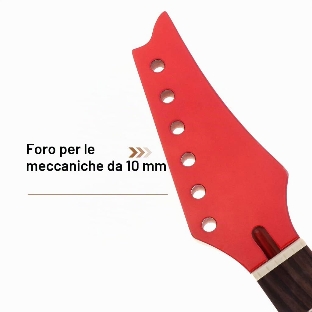 Alnicov Chitarra Elettrica Collo Testa di Acero In Palissandro Tastiera 24 Tasti per IBZ Parti di Ricambio Rosso