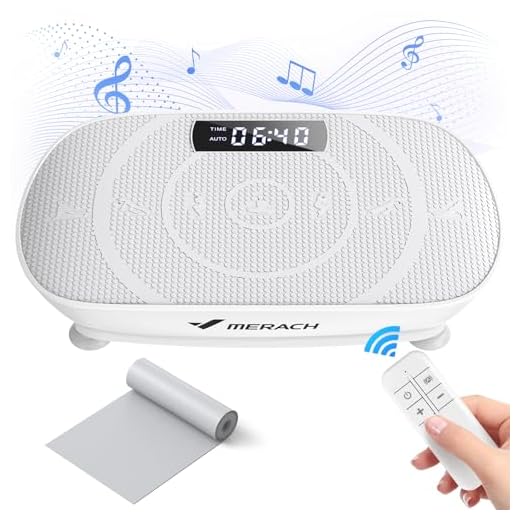 MERACH Vibrationsplatte, Leistungsstarke Vibrationsplattform für Ganzkörpertraining, Muskelaufbau und -formung, Automatische Geschwindigkeitsregelung, Eingebauter Bluetooth-Lautsprecher (Grau)