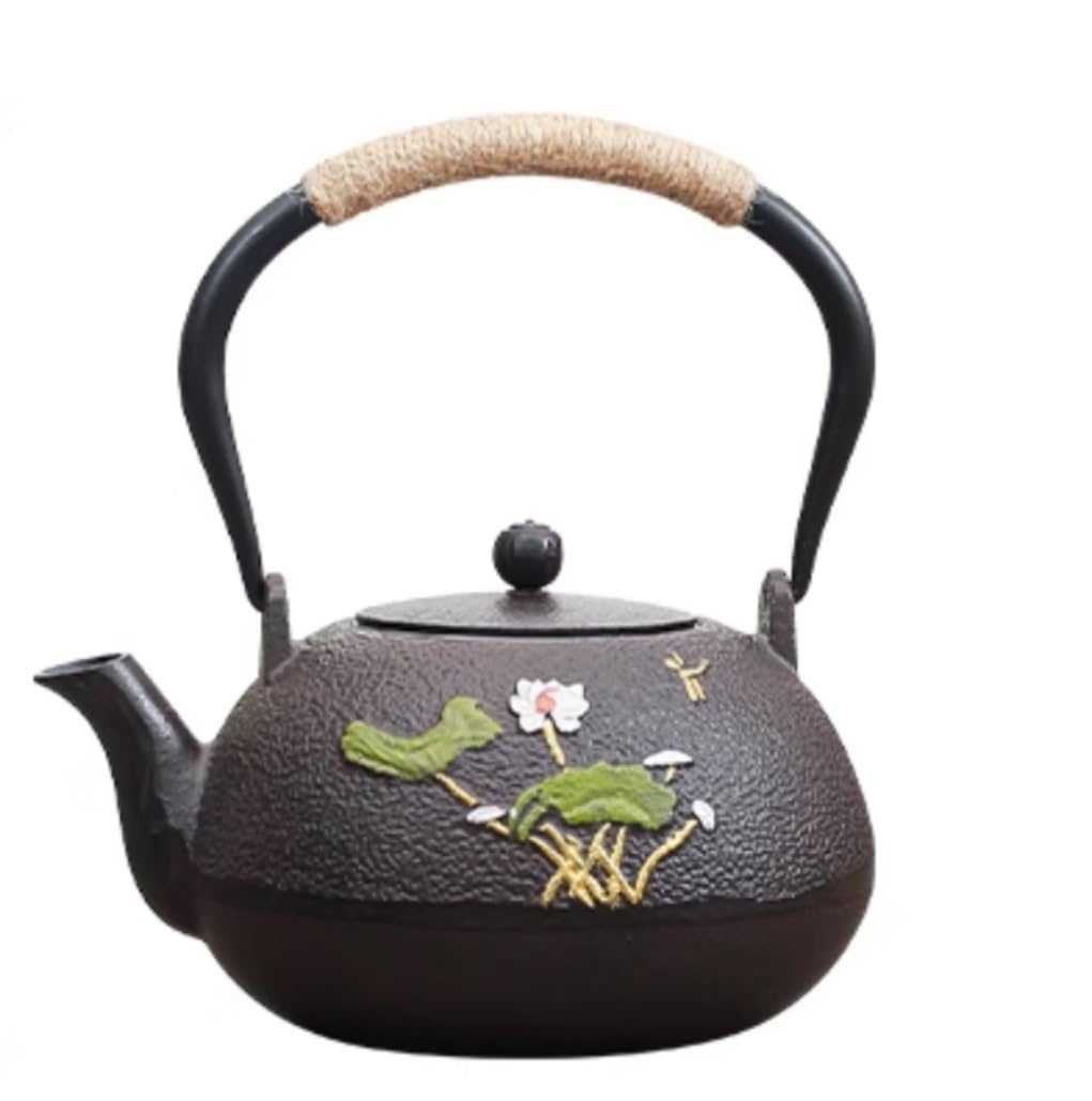 Tetera Teapot Tetera Japonesa De 1,2 L, Tetera De Hierro Fundido, Tetera Pintada A Mano, Tetera Creativa De Flores De Loto para Cocina Casera Tetera Infusiones