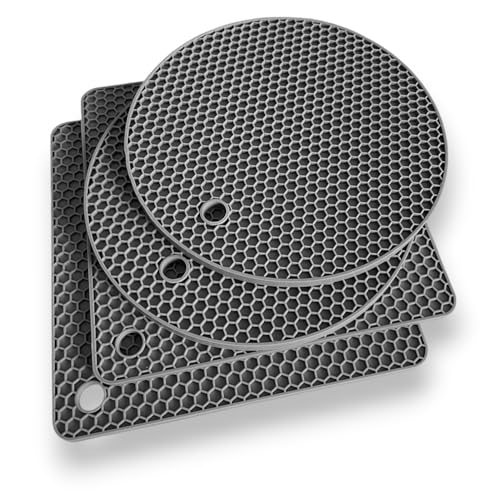 Premium Topfuntersetzer aus Silikon (4er Set) Hitzebeständig Topflappen Spülmaschinenfest rutschfest Wabenmuster Multifunktional