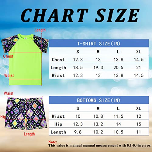 Girls Rash Guard Swimsuit Set Short Sleeve Two Piece Swimwear Upf 50+ Sun Protection Water Beach Bathing Shirts(M) #TOP1