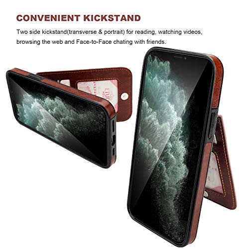 Kihuwey Compatible With Iphone 12 Pro Max Case Wallet With Credit Card Holder, Premium Leather Magnetic Clasp Kickstand Heavy Duty Protective Cover For Iphone 12 Pro Max 6.7 Inch(Brown) #TOP4