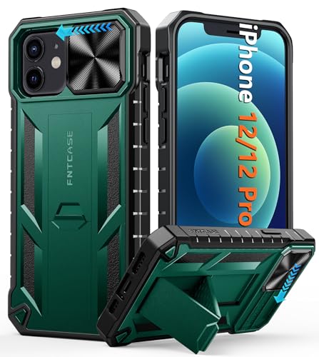 Image of FNTCASE for iPhone 12 Phone Case: iPhone 12 Pro Military Grade Shockproof Protection Mobile Case with Kickstand & Matte Textured Rugged TPU Shell | Drop Proof Protective Cover