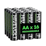 HIVEVOLT Rechargeable AA Batteries, 2800mAh High Capacity Double A Battery 1.2V NiMH Low Self Discharge, 16 Count