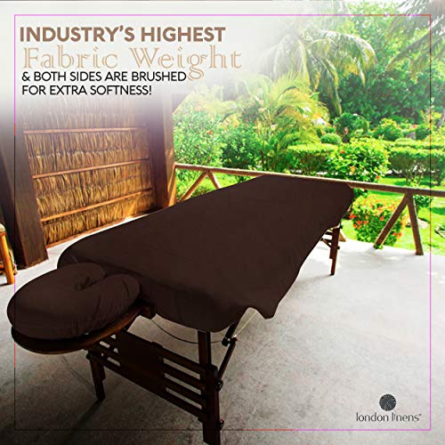London Linens Extra Thick 3 Piece Set Massage Table Sheets Set - 100% Natural Cotton Flannel - Includes Massage Table Cover, Massage Fitted Sheet, and Massage Face Rest Cover (Mocha) - Thumbnail 2