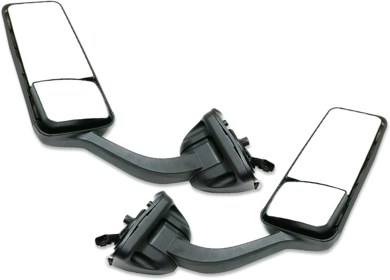 KOZAK Replacement Heated Door Side Mirrors Black Set (Left Driver and Right Passenger Side) Compatible with Freightliner Cascadia 2008-2017 PLUS Logo Emblem, 2x 22 inch Windshield Wipers and Vest