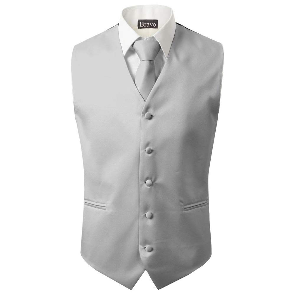 3 Pcs Vest + Tie + Hankie Men's Fashion Formal Dress Suit Slim Tuxedo Waistcoat Coat-image-26