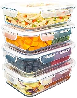 LG Luxury & Grace 4 Pack Glass Container 1500 ml. Airtight. Food Storage Container. Microwave, Oven, Dishwasher and Freezer Safe. BPA Free.
