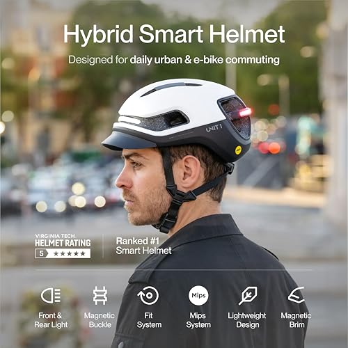 Image of AURA Smart E-Bike Helmet with MIPS Safety, NTA-8776 Certified for 28mph, Integrated 500 Lumen LED Lights, Crash Detection, Turn Signals and Automatic Brake Light