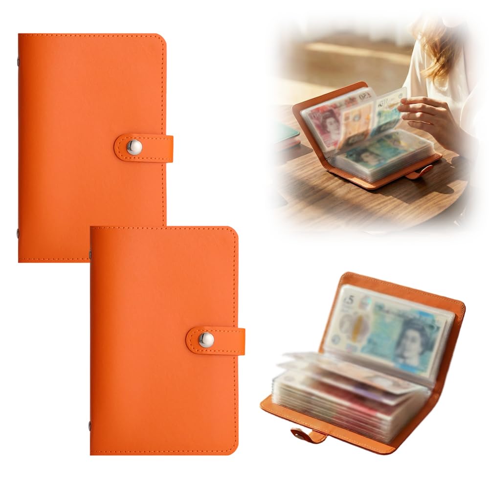 100 Envelope Money Saving Challenge Set, 2026 New Money Saving Wallet, A6 Binder with Magnetic Buckle Savings Notebook Includes Saving Notebook & Binder 50 Pages, Both Sides can be Used (2, Orange)