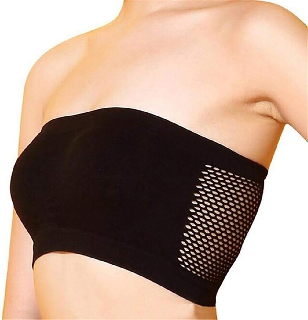fannay Women Seamless Tube Top Breathable Strapless Bandeau Bra Underwear Bras-Without Pad