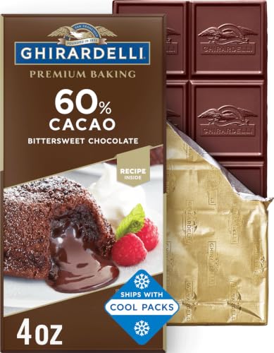 GHIRARDELLI Premium 60% Cacao Bittersweet Chocolate Baking Bar, 4 OZ Bar (12 Count)