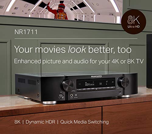 Marantz NR1711 8K Slim 7.2 Channel Ultra HD AV Receiver (2020 Model) – Wi-Fi, Bluetooth, HEOS Built-in, Alexa & Smart Home Automation - 8K HDMI Videos & Multi-Room Streaming - Thumbnail 4