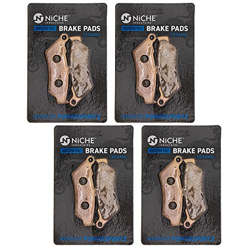 Image of NICHE Front Rear Brake Pad Set for Harley-Davidson 41300169 Ceramic 4 Pack | Harley-Davidson /BMW, Fits 2016-2019 Street 500 XG500; 1996-1997 F650ST; 2018 K1600 Bagger; 1998-2000 F650; 1999-2012 F650GS
