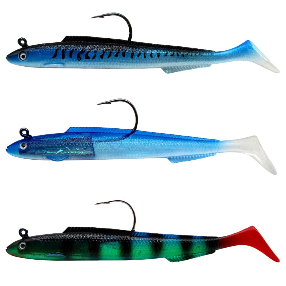 3 Pcs Sea Fishing Lures Swimming Lures Silicone Swimbait Lures Set for Sea Bass Pike Trout Perch 15cm 30g