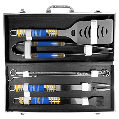Nfl Siskiyou Sports Fan Shop Los Angeles Chargers Steel Tailgater Bbq Set W/Case 8 Piece Gray #TOP3