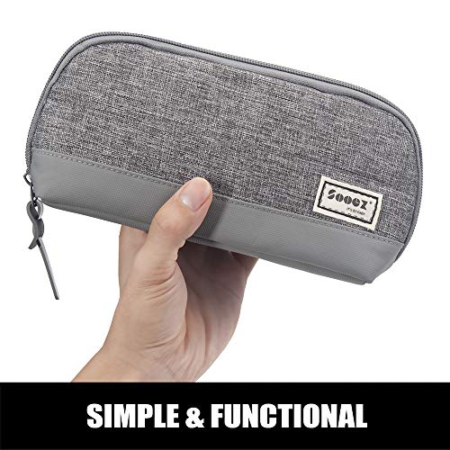 Sooez Wide-Opening Pencil Pen Case, Lightweight & Spacious Pencil Bag Pouch Box Organizer, Aesthetic Supply With Triangular Design For Adults, Grey #TOP1
