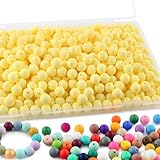 Sunrony 240 cuentas de silicona de 12 mm, cuentas de silicona para hacer manualidades (amarillo crema)