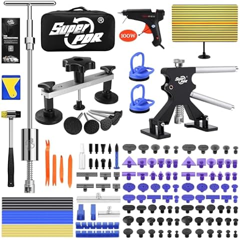 Super PDR Car Dent Puller Kit, 169PCS Paintless Dent Removal Kit, Hail Dent Repair Kit Can Removal 99% of Car Dents in 30 Minutes for Repairing Big Dents, Small Dents, Dings and Hail Damage Cover