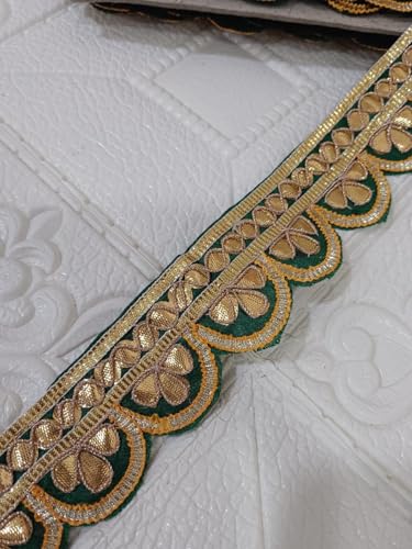 Image of Designer Golden Zari Lace Border for Ethnic Dress Blouse Saree Dupatta Lehenga Chunri Craft Decoration Sewing Embroidery Decorative Trim Roll Red and Gold (RM-LACE47-2)