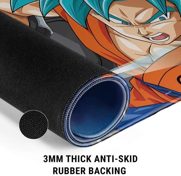 Skinit Extra Large Gaming Mouse Pad - Officially Licensed Goku Vegeta Super Ball Design with Stitched Edges, Waterproof, Non-Slip Rubber Base, Desk Mat for Keyboard & Mouse, 35.75" x 15.4" inches