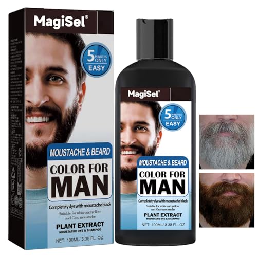 Barba Black Dye per uomini, Colorante per barba da uomo, Delicato e facile da applicare, Nasconde naturalmente i baffi bianchi, la cura della barba, 100ml