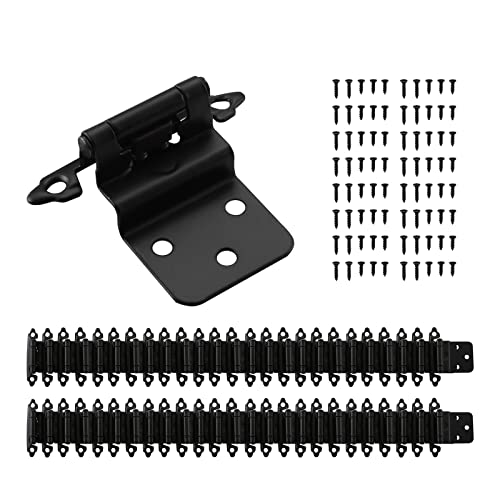 Home Master Hardware 3/8" Inset Cabinet Hinge (25 Pair 50 Pack), Self Closing Face Frame Cabinet Hinges For Kitchen/Bathroom/Furniture Cabinets & Doors, Matte Black Finish #TOP6