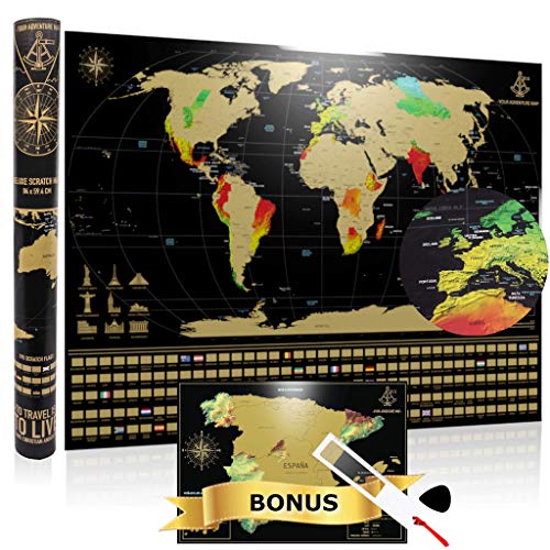 Your Adventure Mapa Mundi Para Rascar Grande (84 x 59,4) y Mapa...