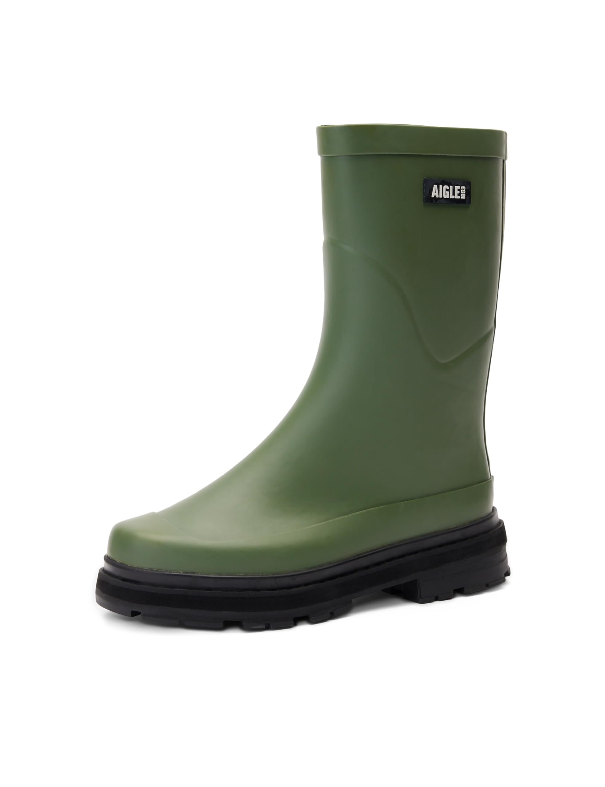 Aigle Mid Rain Women's Rain Boot, 9014 Olivine, 6.5 UK