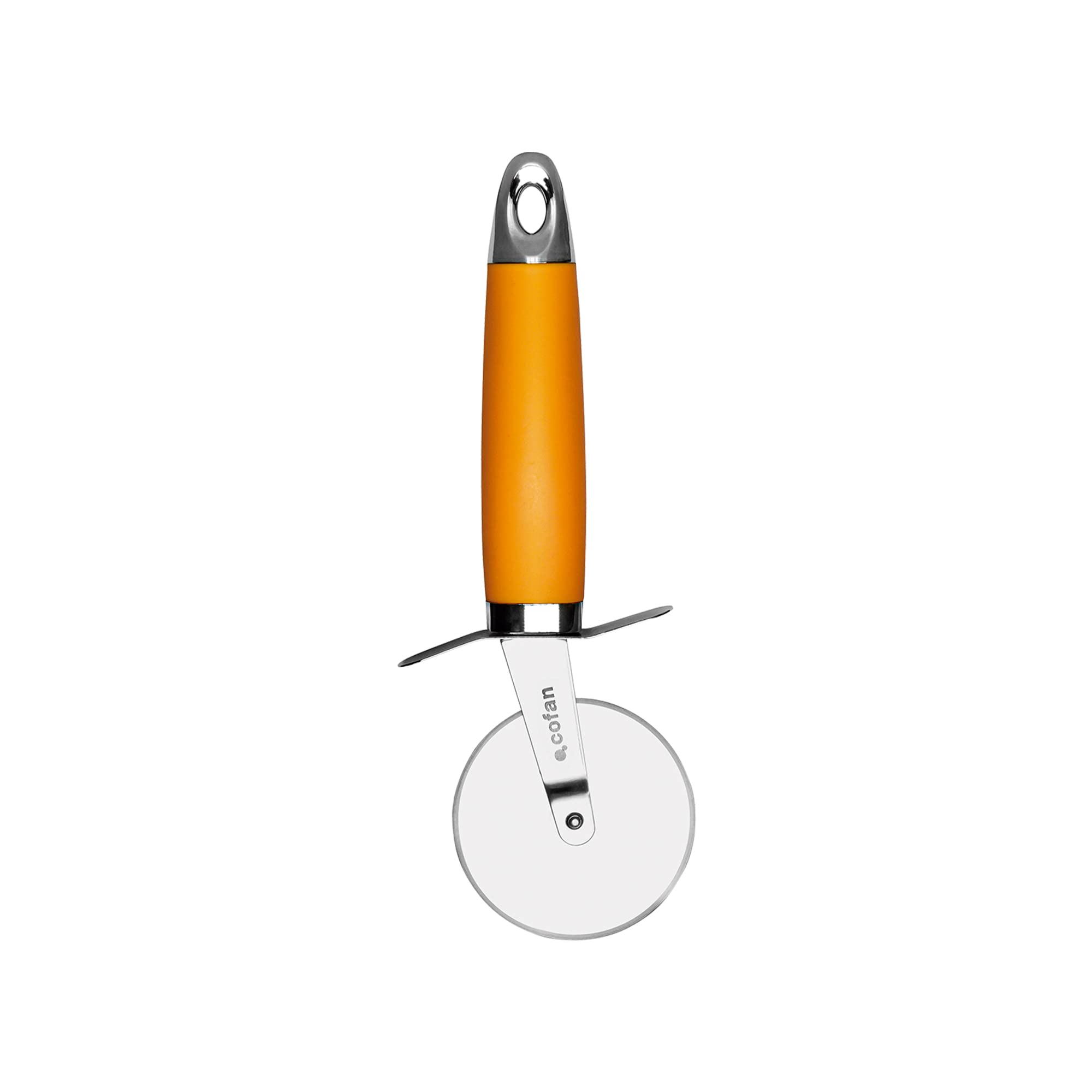 Cofan Cortapizza Modelo Sena | Fabricada en Acero Inox con Mango ABS | Color Naranja | Medida 21 cm