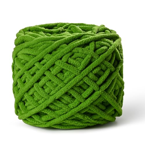 Image of Fluffy Chenille Chunky Yarn for Crocheting 100g(65.6yd) - Baby Yarn for Crocheting Soft - Velvet Yarns for Crochet Blanket - Amigurumi Crochet Yarns(Lime Green)