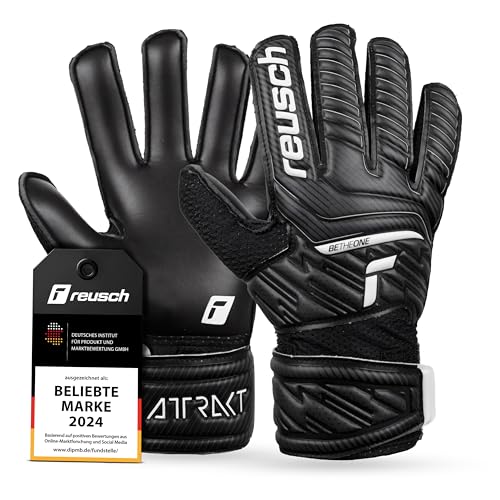 Reusch Torwarthandschuhe Kinder Jugendliche | robuster Grip & stabile Passform | für Training & Spiel | Kunstrasen Naturrasen & Hartplatz | für Nachwuchs-Torhüter | Größe 4-8 | Attrakt Solid Junior